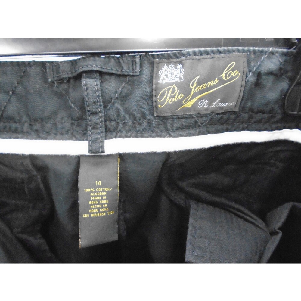 Vintage Ralph Lauren Women Size 14 Cargo Capri Black Pants Adjustable Hong Kong - Picture 3 of 12